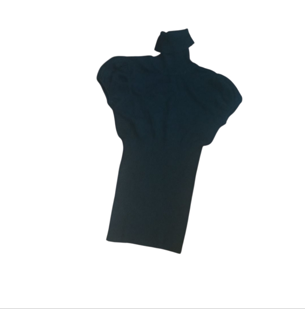 💟Black Knit Short Sleeved Turtleneck